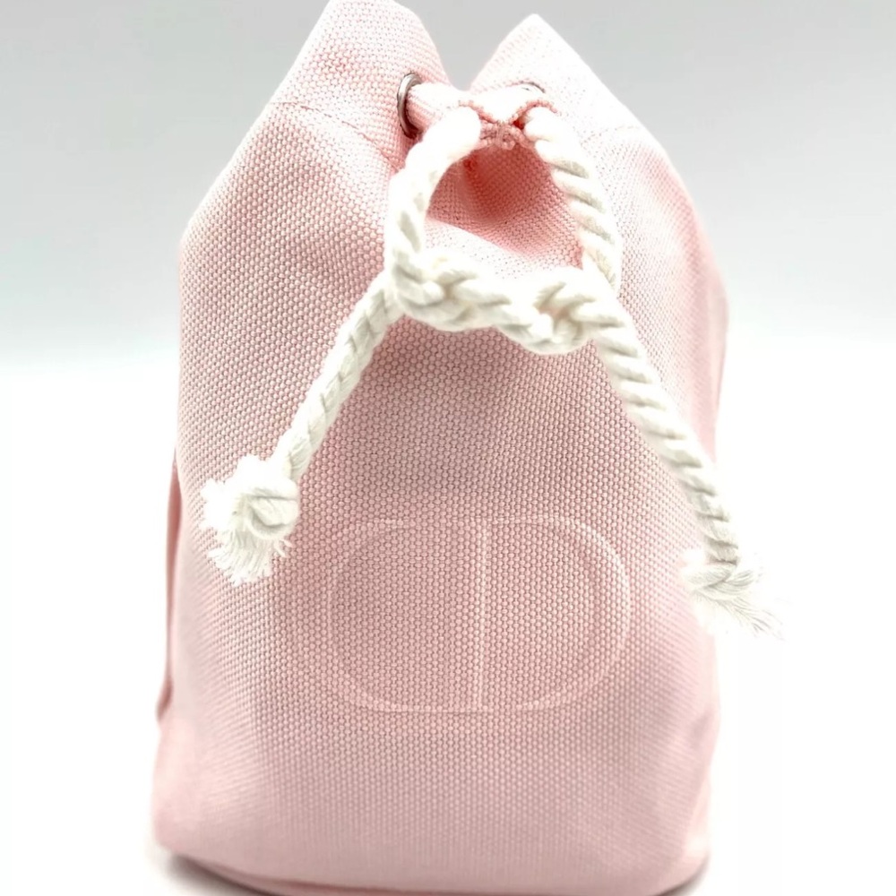 Dior Pink and White Cosmetic Bag with Drawstring Closure